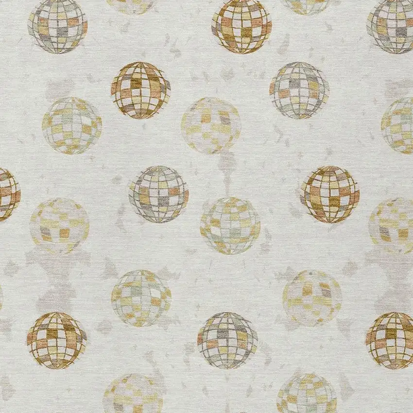Ivory And Copper Geometric Washable Indoor Outdoor Area Rug Photo 3