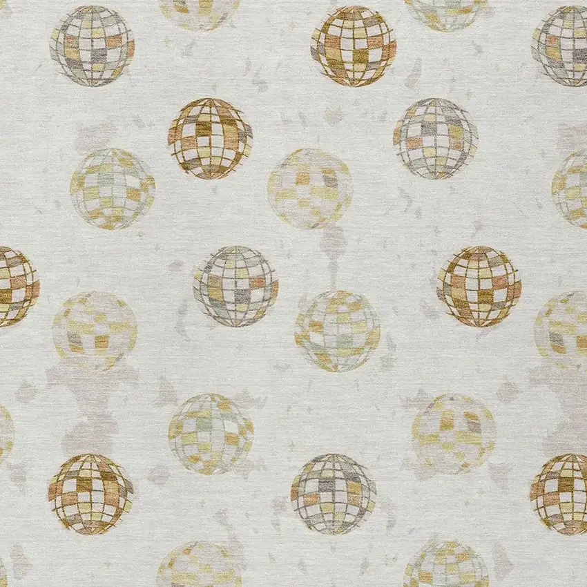 Ivory And Copper Geometric Washable Indoor Outdoor Area Rug Photo 5