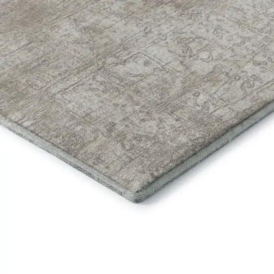 Ivory And Cream Abstract Washable Area Rug With UV Protection Photo 9