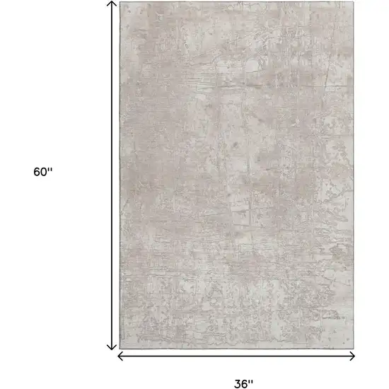 Ivory And Cream Abstract Washable Area Rug With UV Protection Photo 7