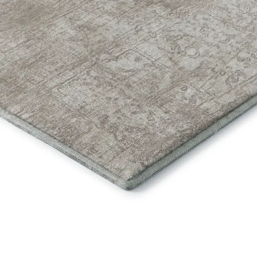 Ivory And Cream Abstract Washable Area Rug With UV Protection Photo 8