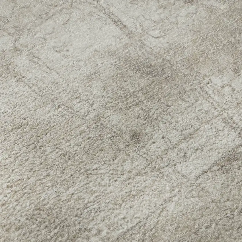 Ivory And Cream Abstract Washable Area Rug With UV Protection Photo 9