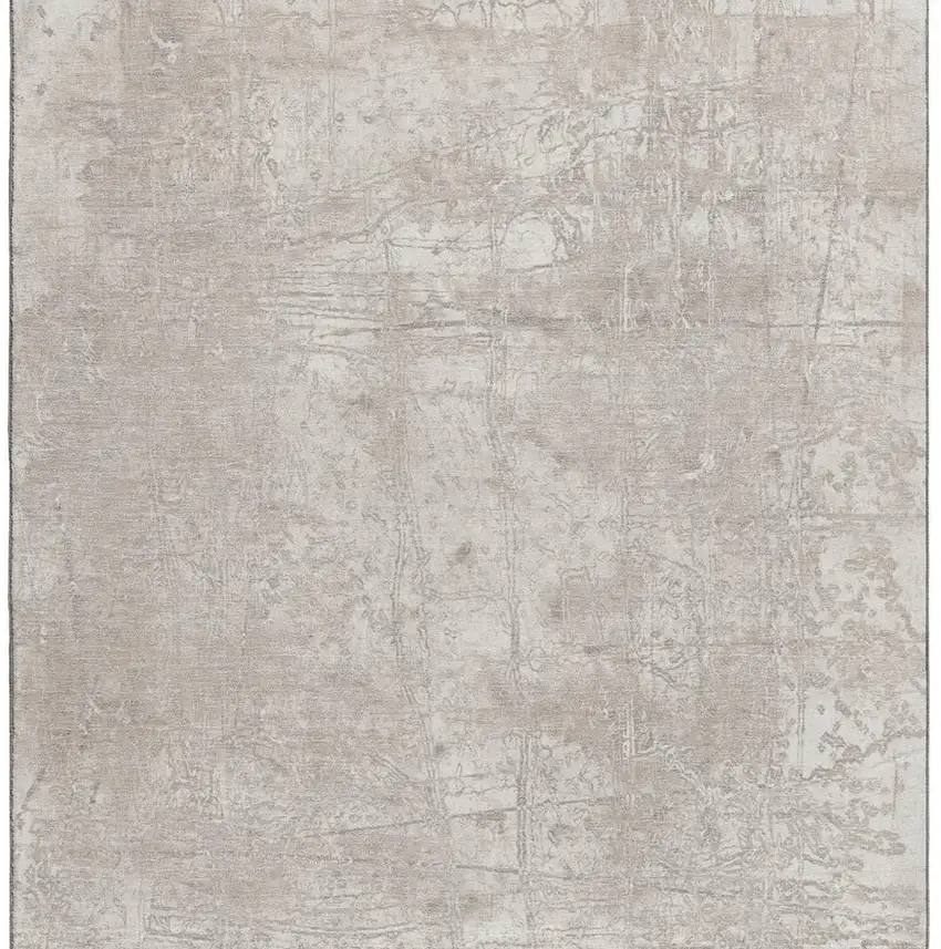 Ivory And Cream Abstract Washable Area Rug With UV Protection Photo 4