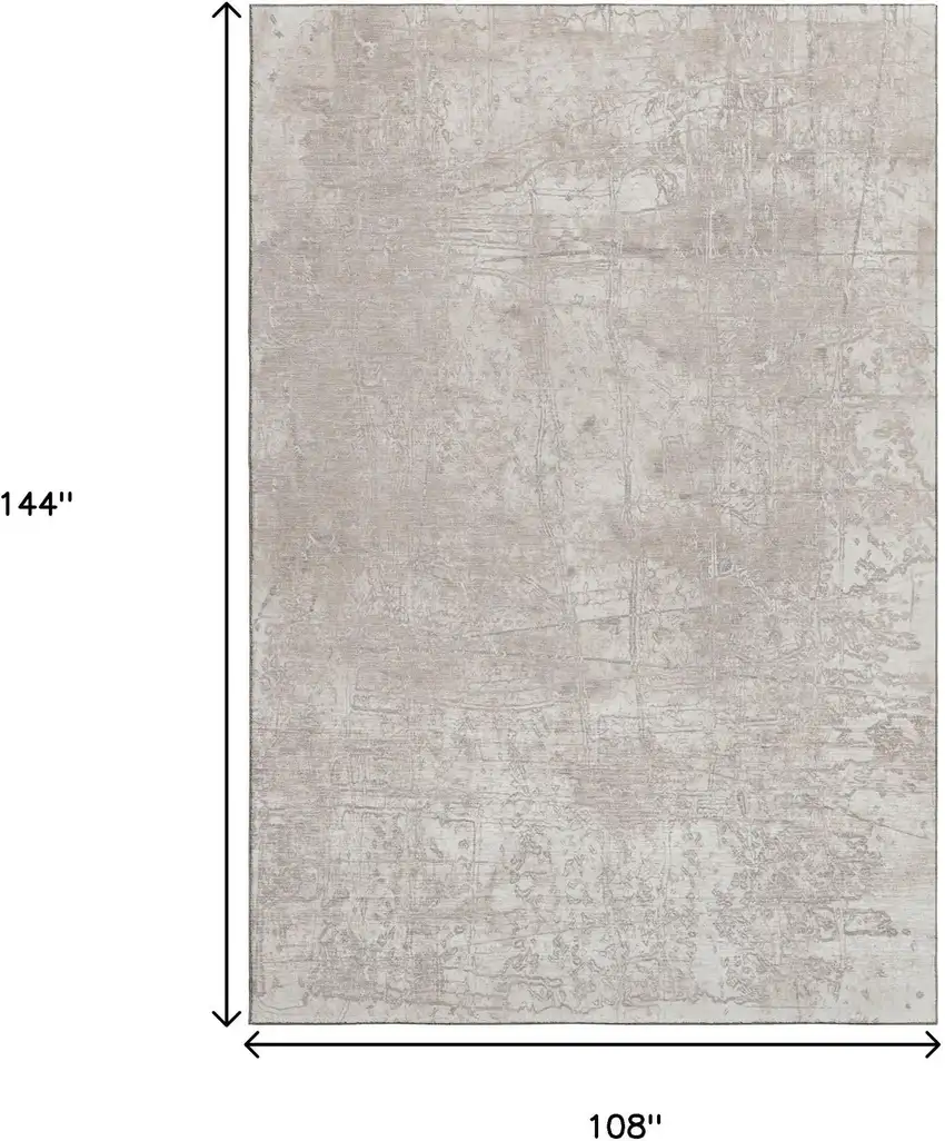 Ivory And Cream Abstract Washable Area Rug With UV Protection Photo 3