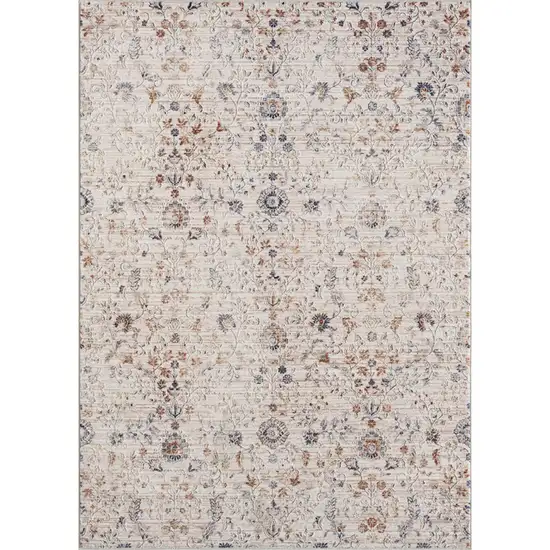 Ivory And Cream Floral Square Rug Photo 2