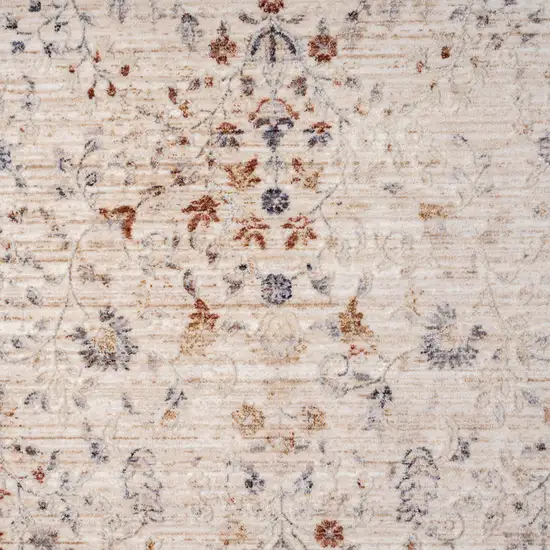 Ivory And Cream Floral Square Rug Photo 5