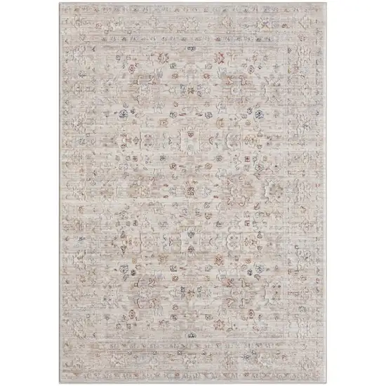 Ivory And Cream Floral Square Rug Photo 2
