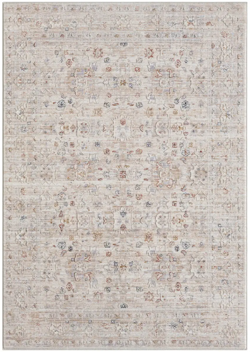Ivory And Cream Floral Square Rug Photo 2
