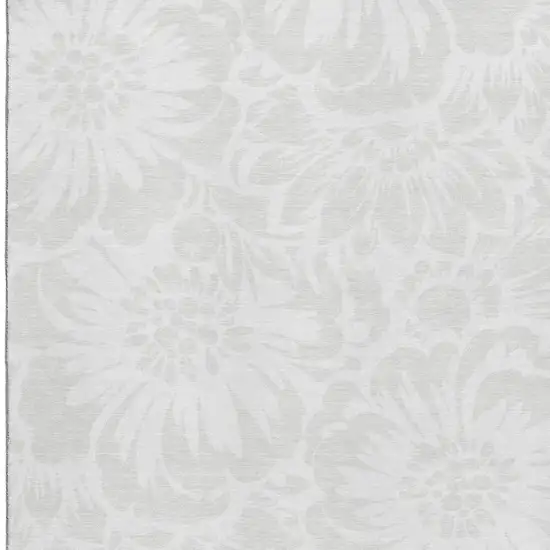 Ivory And Cream Floral Washable Area Rug With UV Protection Photo 3