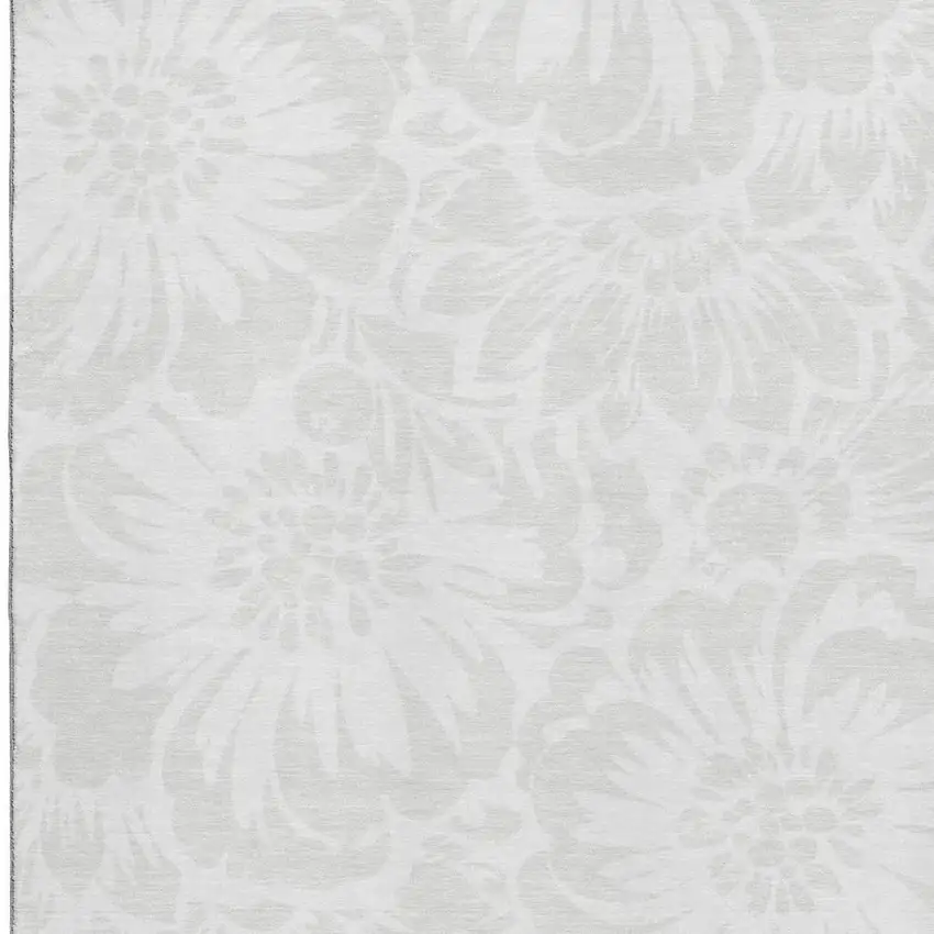 Ivory And Cream Floral Washable Area Rug With UV Protection Photo 3