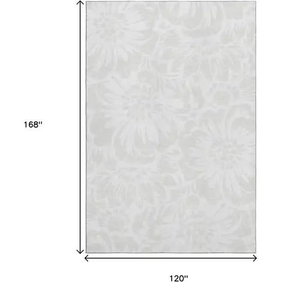 Ivory And Cream Floral Washable Area Rug With UV Protection Photo 3