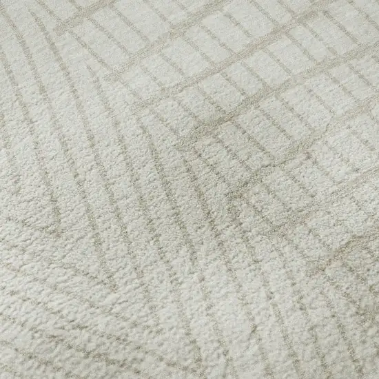 Ivory And Cream Geometric Washable Area Rug With UV Protection Photo 7