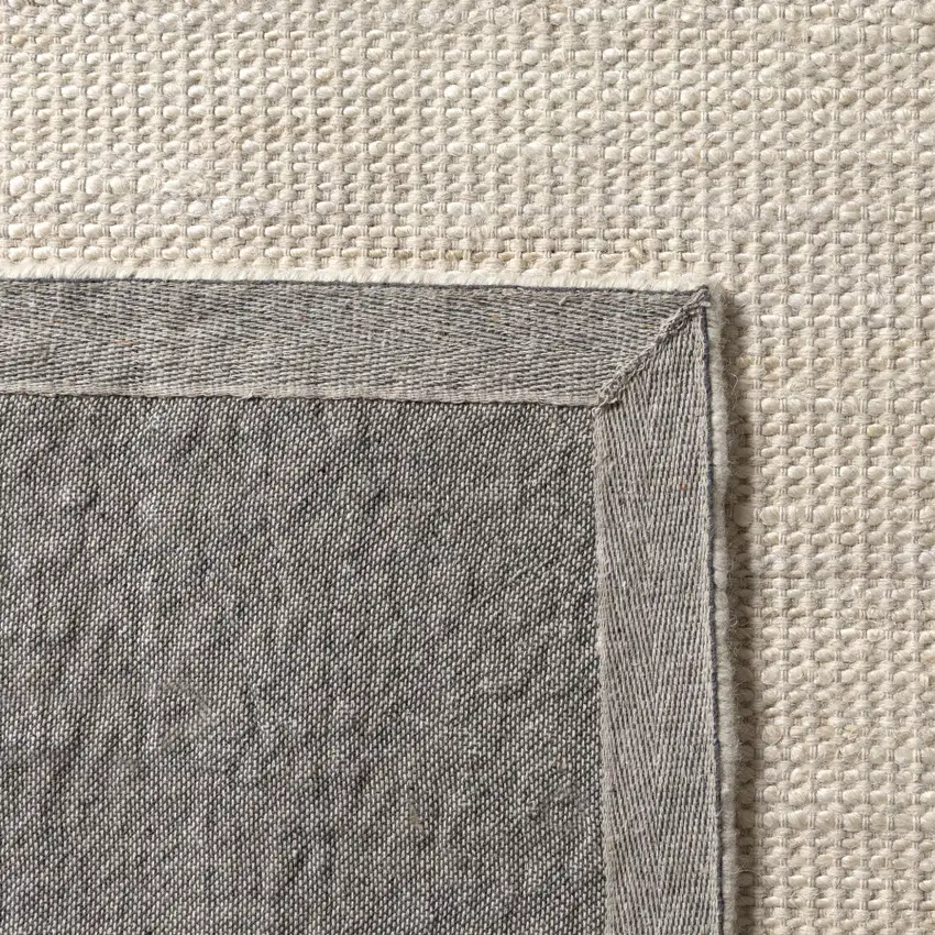 Ivory And Cream Hand Woven Square Rug Photo 9