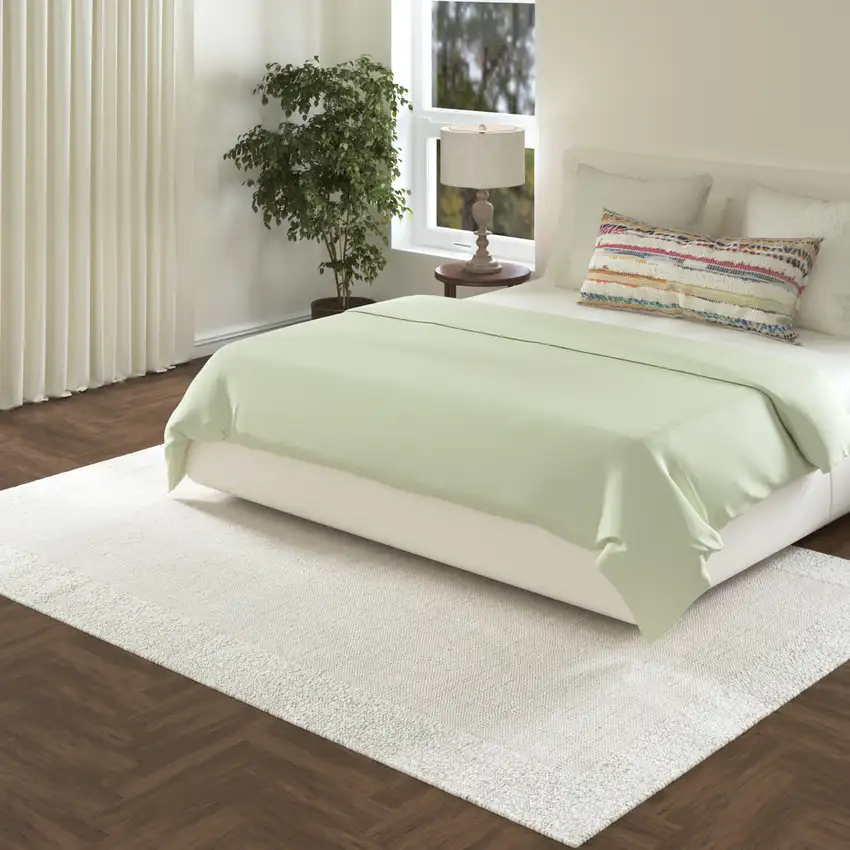 Ivory And Cream Hand Woven Square Rug Photo 6