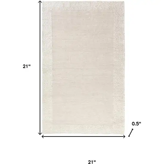 Ivory And Cream Hand Woven Square Rug Photo 3