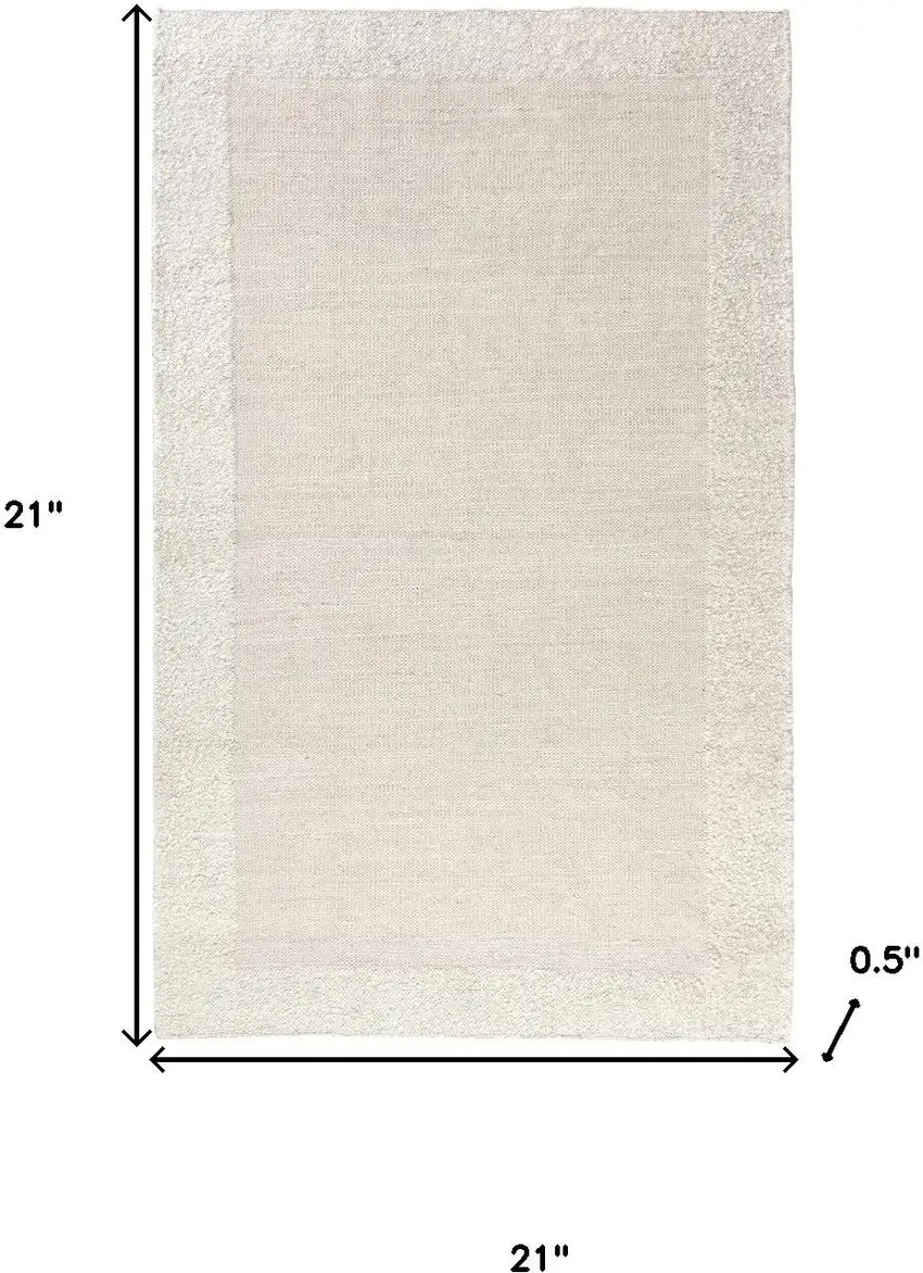 Ivory And Cream Hand Woven Square Rug Photo 3