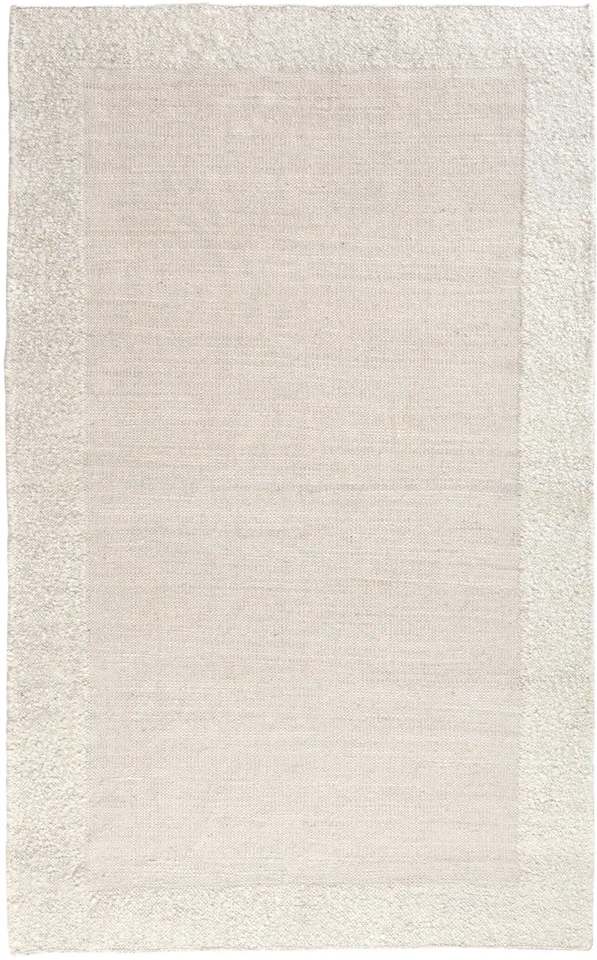 Ivory And Cream Hand Woven Square Rug Photo 5