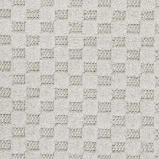 Ivory And Cream Plaid Indoor Outdoor Area Rug Photo 2