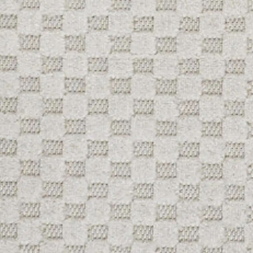 Ivory And Cream Plaid Indoor Outdoor Area Rug Photo 2