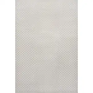 Photo of Ivory And Cream Plaid Indoor Outdoor Area Rug