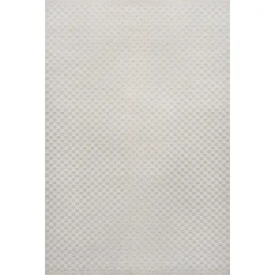 Ivory And Cream Plaid Indoor Outdoor Area Rug Photo 1