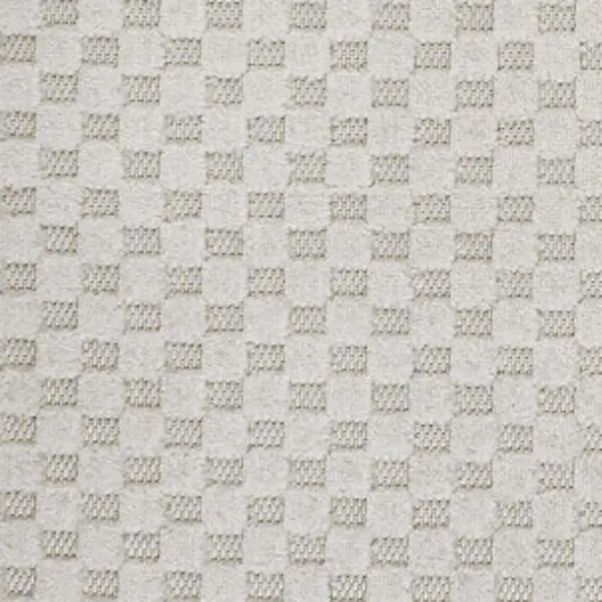 Ivory And Cream Plaid Indoor Outdoor Area Rug Photo 3