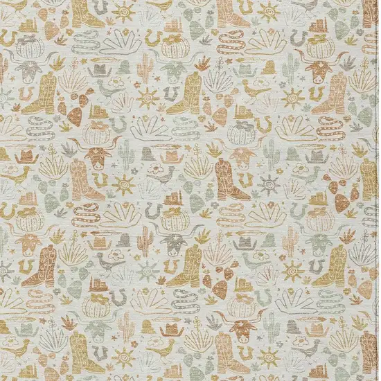 Ivory And Cream Stars Washable Indoor Outdoor Area Rug Photo 2