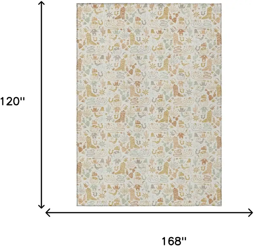 Ivory And Cream Stars Washable Indoor Outdoor Area Rug Photo 6
