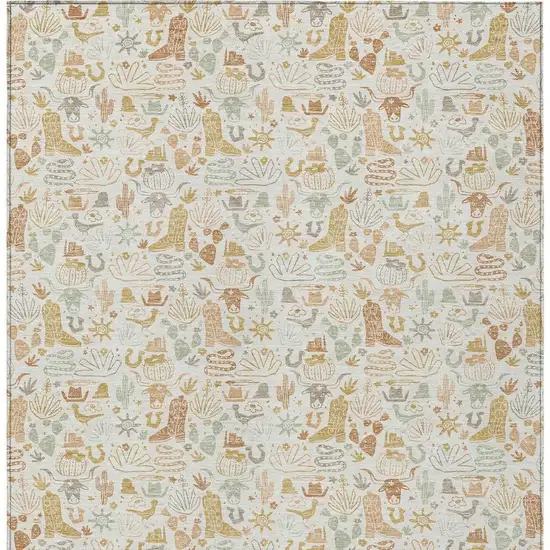 Ivory And Cream Stars Washable Indoor Outdoor Area Rug Photo 3