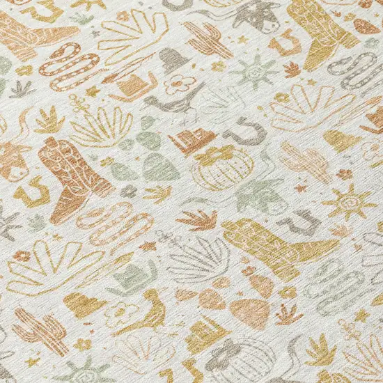 Ivory And Cream Stars Washable Indoor Outdoor Area Rug Photo 5