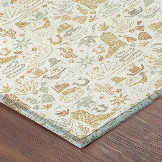 Ivory And Cream Stars Washable Indoor Outdoor Area Rug Photo 4