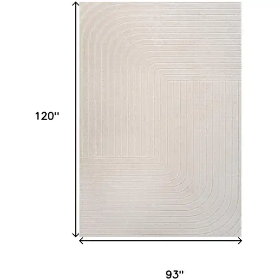 Ivory And Cream Striped Indoor Outdoor Area Rug Photo 3