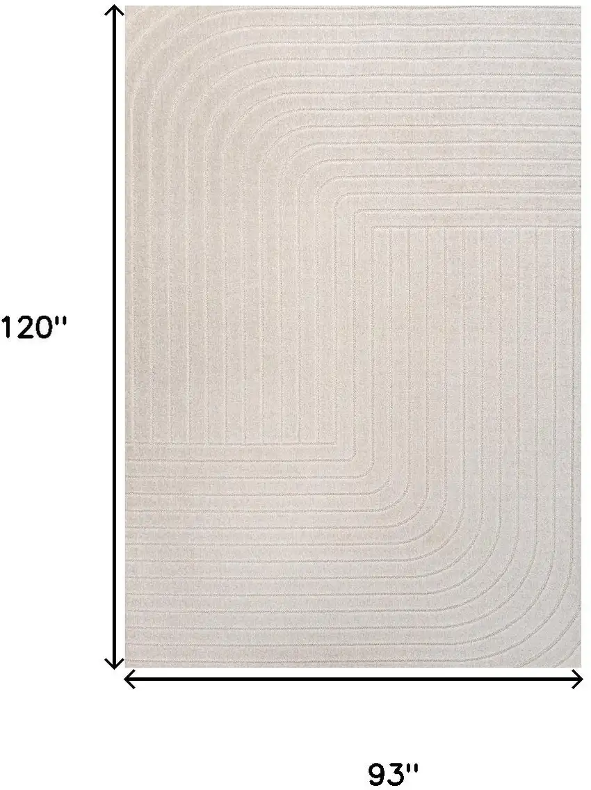 Ivory And Cream Striped Indoor Outdoor Area Rug Photo 3