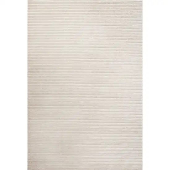 Ivory And Cream Striped Indoor Outdoor Area Rug Photo 1