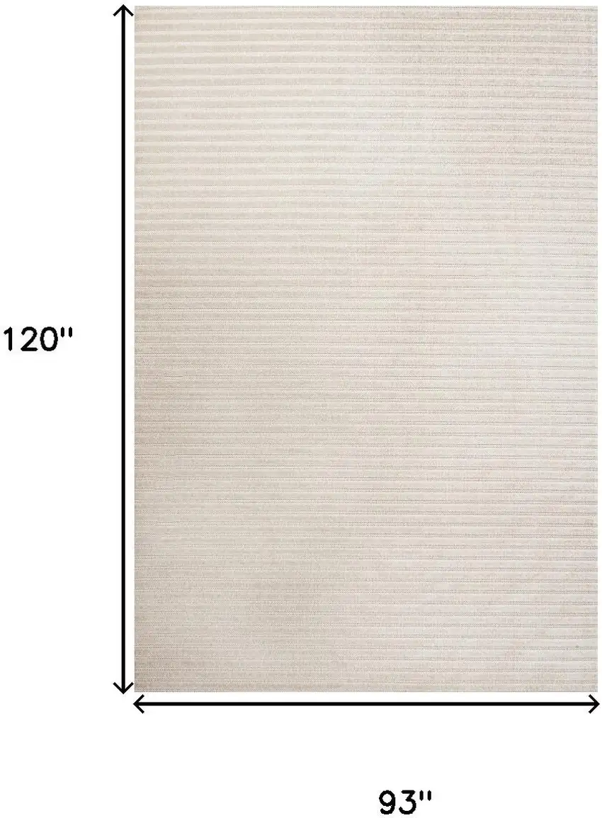Ivory And Cream Striped Indoor Outdoor Area Rug Photo 5
