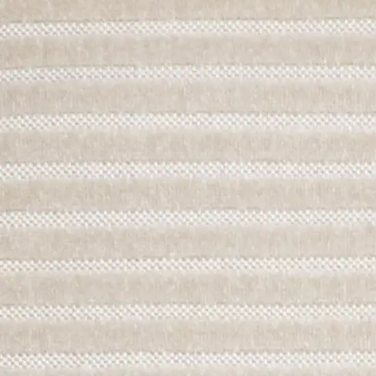 Ivory And Cream Striped Indoor Outdoor Area Rug Photo 2
