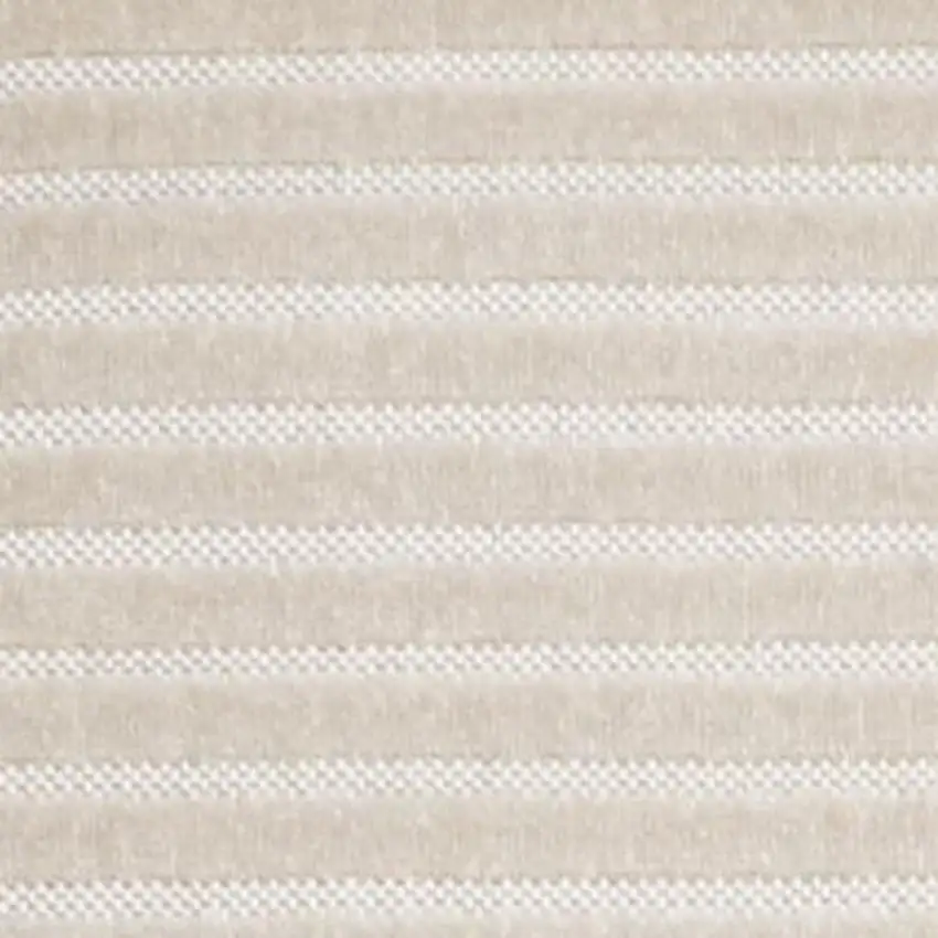 Ivory And Cream Striped Indoor Outdoor Area Rug Photo 2