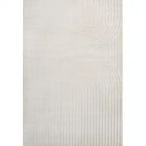 Photo of Ivory And Cream Striped Indoor Outdoor Area Rug
