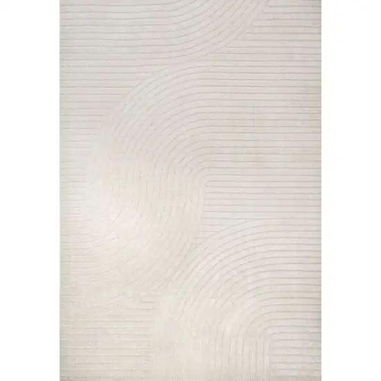 Ivory And Cream Striped Indoor Outdoor Area Rug Photo 2