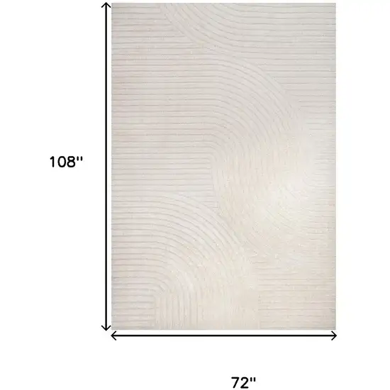 Ivory And Cream Striped Indoor Outdoor Area Rug Photo 3