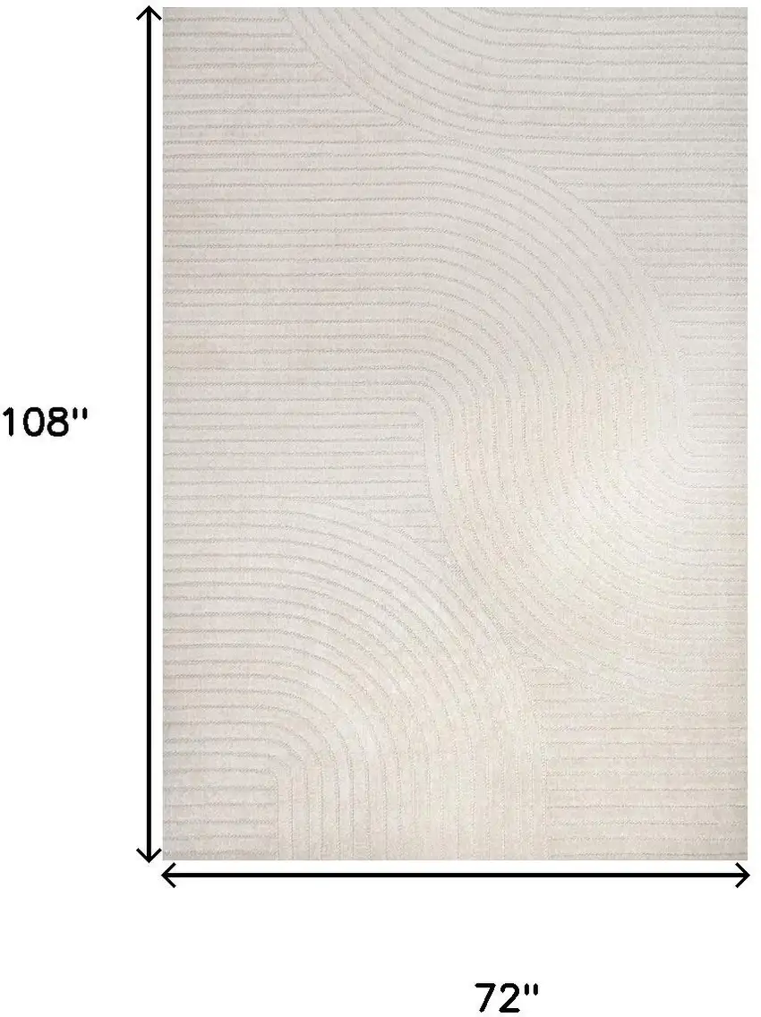 Ivory And Cream Striped Indoor Outdoor Area Rug Photo 3