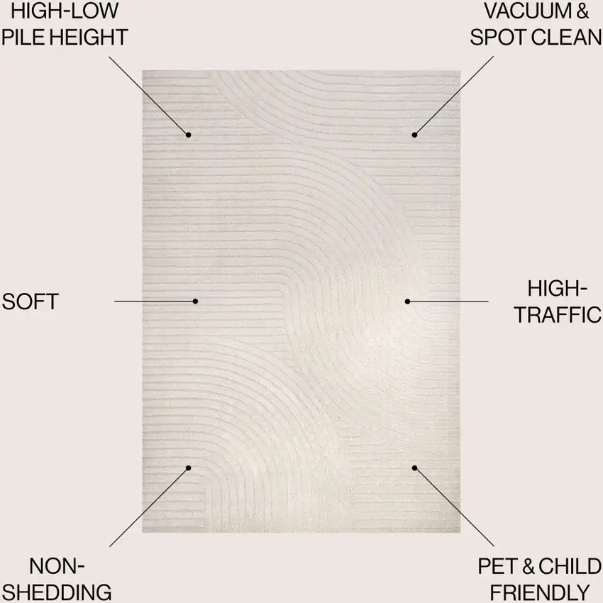 Ivory And Cream Striped Indoor Outdoor Area Rug Photo 9