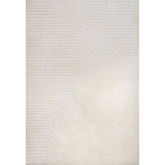 Ivory And Cream Striped Indoor Outdoor Area Rug Photo 1