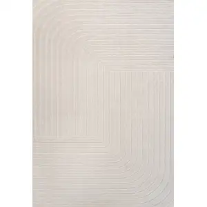 Photo of Ivory And Cream Striped Indoor Outdoor Area Rug