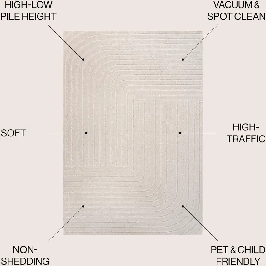 Ivory And Cream Striped Indoor Outdoor Area Rug Photo 9