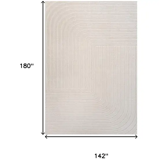 Ivory And Cream Striped Indoor Outdoor Area Rug Photo 3