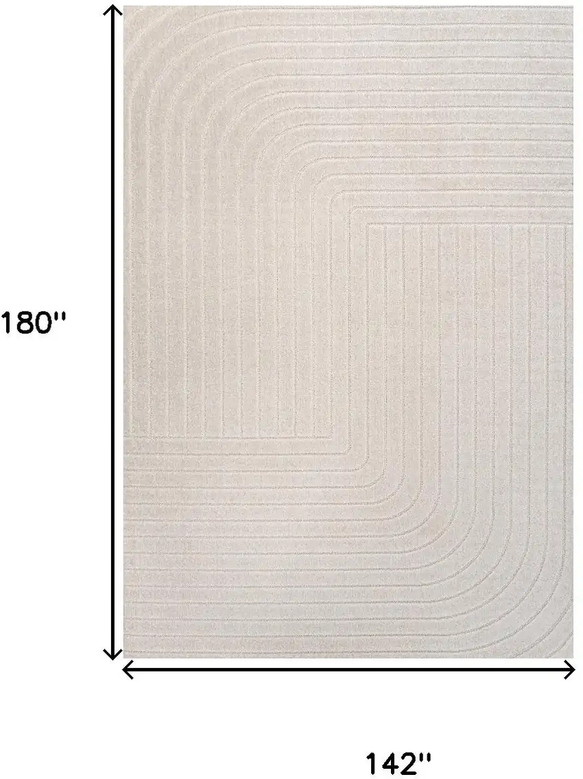 Ivory And Cream Striped Indoor Outdoor Area Rug Photo 3