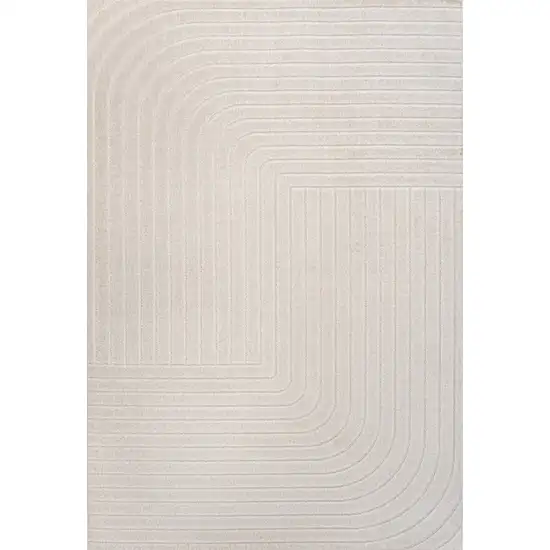 Ivory And Cream Striped Indoor Outdoor Area Rug Photo 1