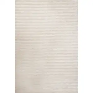 Photo of Ivory And Cream Striped Indoor Outdoor Area Rug