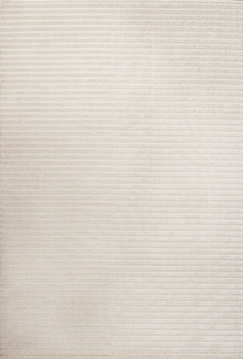 Ivory And Cream Striped Indoor Outdoor Area Rug Photo 1